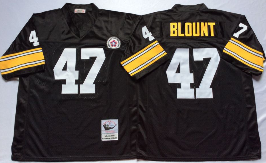 Men NFL Pittsburgh Steelers #47 Blount black Mitchell Ness jerseys